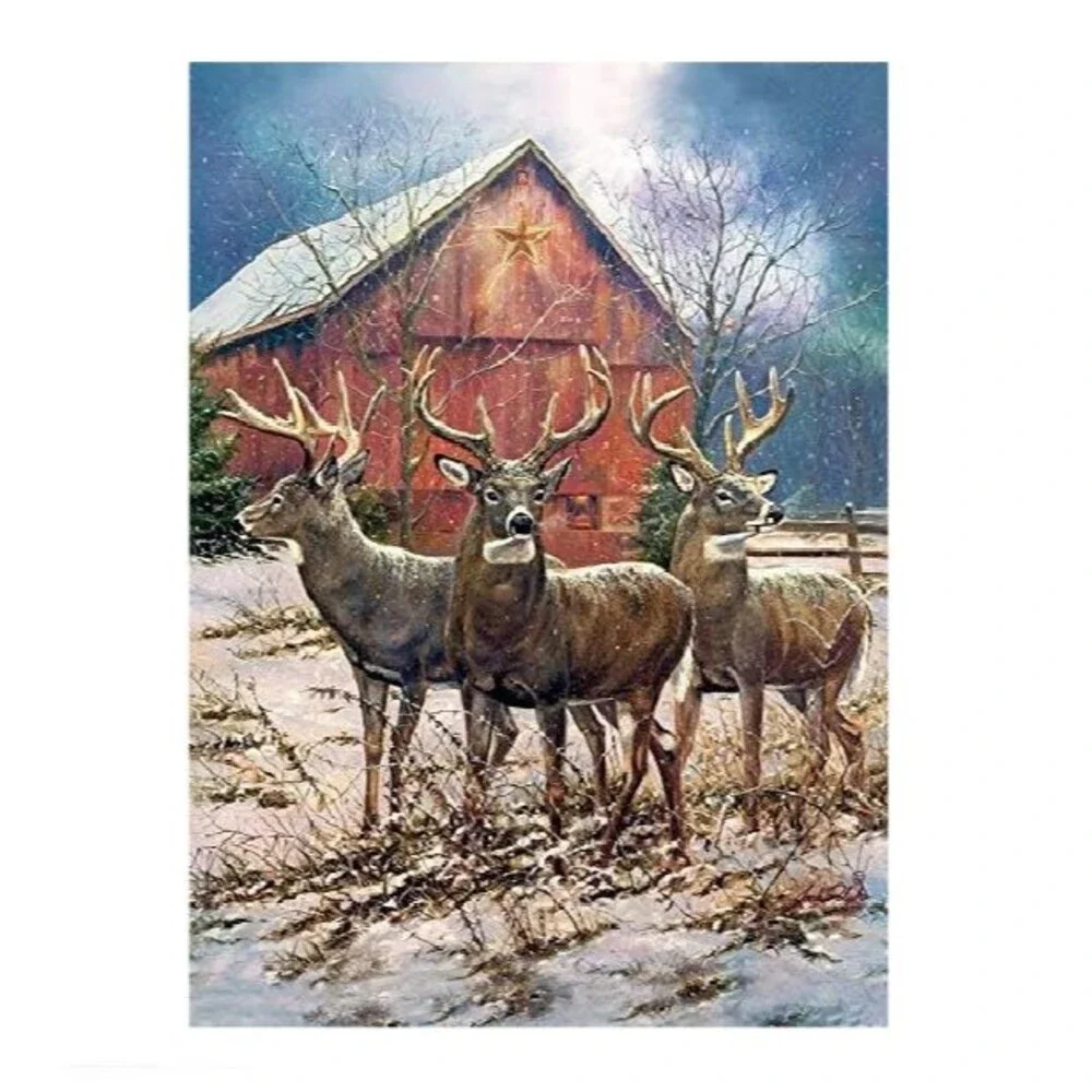 Cobble Hill Puzzle Three Kings 1000 pieces NEW Sealed Deer Country Barn winter
